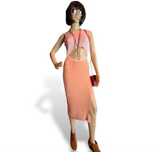 Peachy Colorblock Cut-Out Rib Knit Dress M
